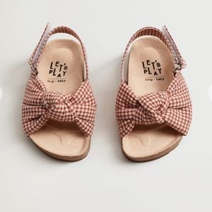 Girl Gingham Vichy Sandals by Mango, size 7.5